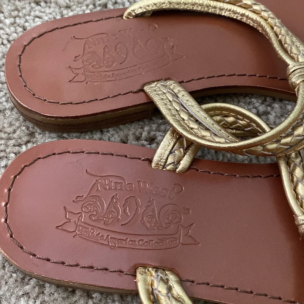 Nine West Gold Leather Braided Sandals - Picture 5 of 5